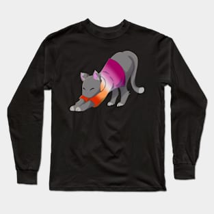 Lesbian cat stretching Long Sleeve T-Shirt